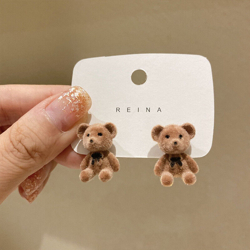 TeddyBear EarRings( 1 Pair Dark+ 1 Pair Light) - Korean Style