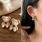 TeddyBear EarRings( 1 Pair Dark+ 1 Pair Light) - Korean Style