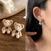 TeddyBear EarRings( 1 Pair Dark+ 1 Pair Light) - Korean Style